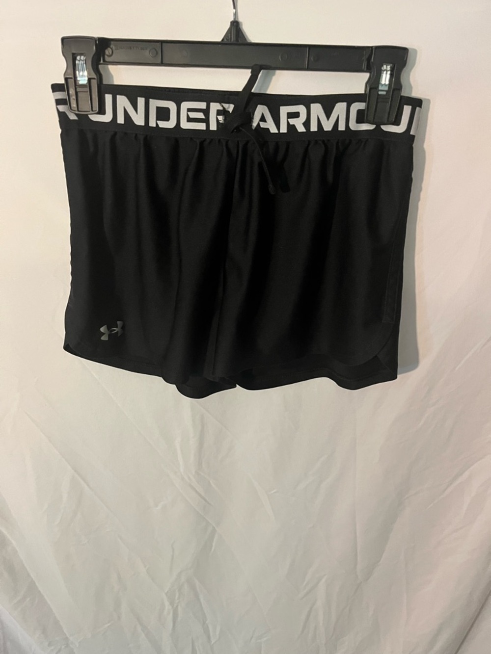 Under Armour Girls Black Athletic Shorts with Logo Waistband